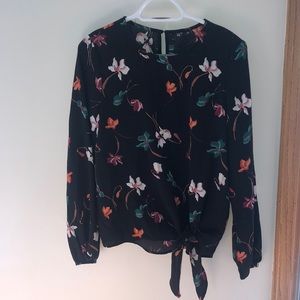 Floral Black Blouse